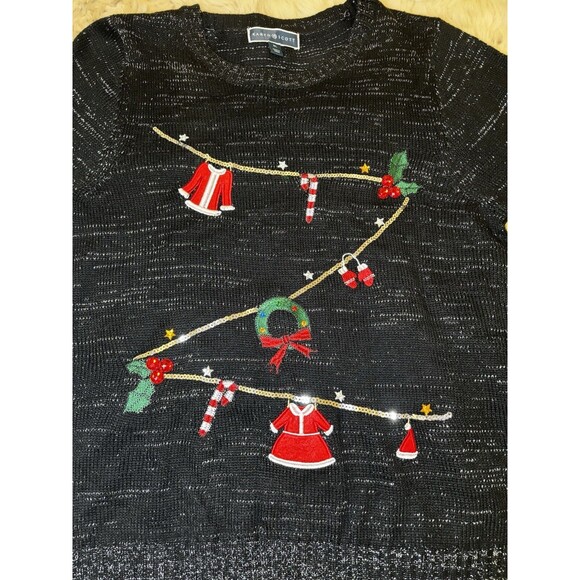 Karen scott christmas sweater holiday sequence size Extra large womens - Picture 2 of 9